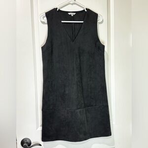 Naked Zebra Faux Suede Black Sleeveless Shift Dress Size Small